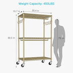 FUTASSI P1 Rolling Clothes Rack, Movable Metal Garment Closet Organizer - Image 6