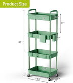 4 Tier Rolling Cart Organizer, Art Craft Diaper Bedside Snack Laundry Room - Image 3