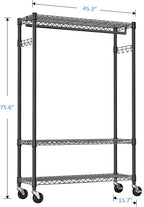 IZEUK 3 Tier Heavy Duty Rolling Garment Rack Wire Clothes Rack - Image 7