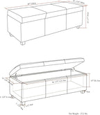 SIMPLIHOME Avalon 48 inch Wide Contemporary Rectangle Storage Ottoman Bench in - Image 3
