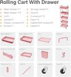 5 Tier Rolling Cart Organizer, Bathroom Cart Organizers - Image 7