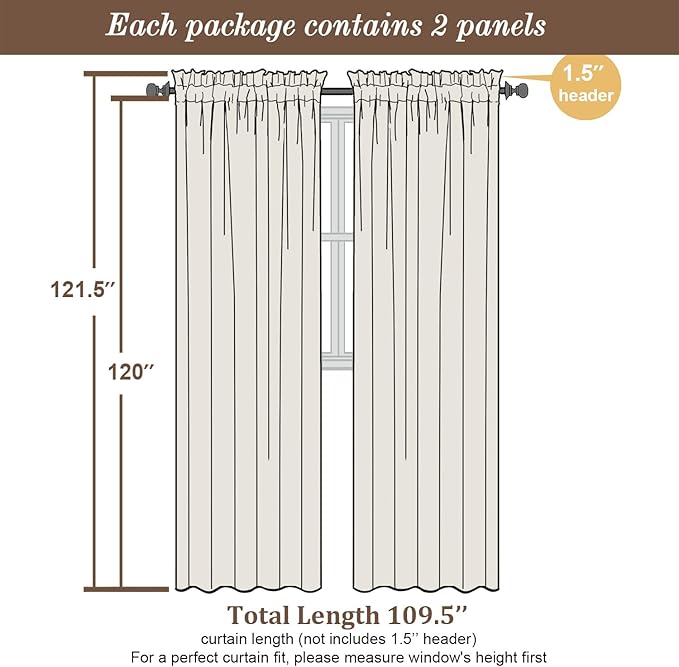 Chyhomenyc Extra Long Sage Green Sheer Curtains 120 Inches Long 2 Panels - Image 2