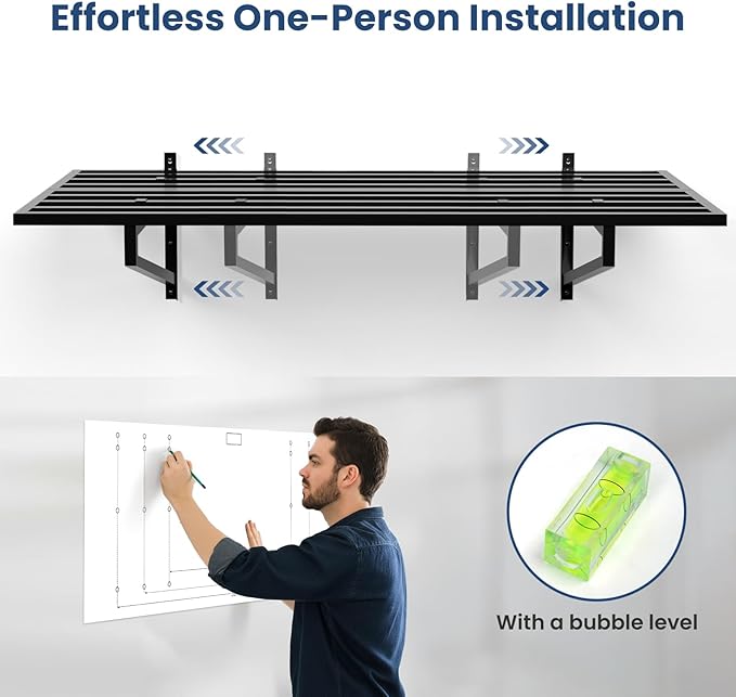 2-Pack Garage Wall Shelves, 500 lbs Capacity, Steel Garage Organization Shelving - Image 5