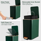 Small Bathroom Trash Can with Lid Soft Close, 1.8 Gallon Stainless Steel - Image 3