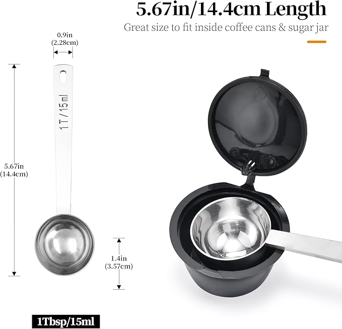 Long Handle Coffee Scoop: 5.64 Inch 18/8 Stainless Steel 1 Tablespoon Metal - Image 2