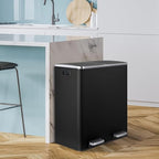 16 Gallon Rectangular Stainless Steel Trash Can, Dual Compartment Garbage Bin - Image 7