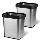 2 Pack Stainless Steel Trash Can 2 Gallon, Open Top Trash Can, Rectangle by TooCust