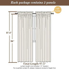 Chyhomenyc Black Sheer Curtains 96 Inches Long 2 Panels, Light Filtering Black - Image 2