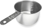 1 Cup Stainless Steel Measuring Cup | Sturdy Metal 250 ml | 240 cc | 8 oz | by Knupp+Co.