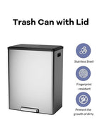 Garvee Dual Trash Can for Recycling and Trash, 2 x 30 L Stainless Steel Kitchen - Image 2