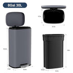 Arlopu 8 Gallon Step Trash Can, Stainless Steel Garbage Bin, Soft-Close Rubbish - Image 2