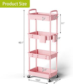 4 Tier Rolling Cart Organizer, Art Craft Diaper Bedside Snack Laundry Room - Image 3