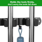 voze 5 Racks and 4 Hooks Mop and Broom Holder Wall Mount, Self Adhesive Heavy - Image 5
