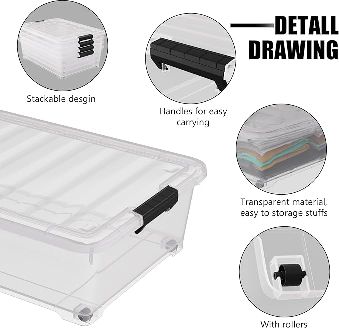 25 Quart Under Bed Clear Latch Bin - Image 3