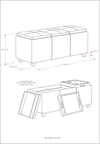 SIMPLIHOME Avalon 42 inch Wide Contemporary Rectangle Storage Ottoman in Denim - Image 3