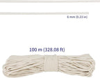SOUJAP 328 Feet Cotton Clothesline Rope, 1/4 Inch White Cotton Clothesline Rope - Image 2