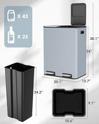 Arlopu 16Gal Dual Trash Can w/2 Built-in Box - Image 2