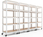 HOMEDANT House White 5-Tier Metal Rolling Cart Shelf Rack Casters Heavy Duty by TheBestOrganizingSolution