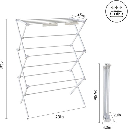 3 Tiers Foldable Clothes Drying Rack, Vertical Laundry Rack Portable and - Image 2