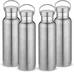 Neihepal 20 oz Insulated Water Bottles Bulk 4 Pack, Stainless Steel Double Wall by Neihepal
