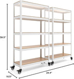 HOMEDANT House White 5-Tier Metal Rolling Cart Shelf Rack Casters Heavy Duty - Image 2