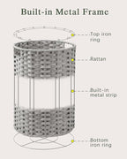 34.3 Gal Large Laundry Hamper Laundry Basket Round Handwoven Wicker Laundry - Image 9