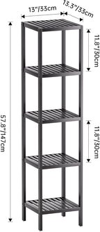 SMIBUY Bathroom Storage Shelf, 5-Tier Bamboo Rack Organizer - Image 3