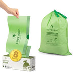 SUPERBIO 8 Gallon Compostable Drawstring Kitchen Waste Bags, 30.3 Liter by SUPERBIOCOMPOSTABLEBAGS