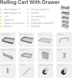 5 Tier Rolling Cart Organizer, Bathroom Cart Organizers - Image 7