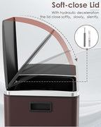 Arlopu 16 GallonStainless Steel Trash Can, 60L Dual Compartment, Metal Kitchen - Image 6