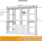 Closet System with 4 Sets, 8FT Closet Organizer Systems with 6 Wooden Drawers & - Image 2