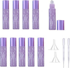 10 Pcs Purple Glass Essential Oil Roller Bottles, 10ml Refillable Roll-on by YORROR