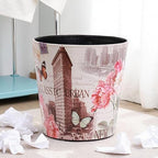 PU Leather Small Trash Can Wastebasket, Round Garbage Container Basket - Image 2