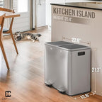 CAPHAUS Dual Trash Can with Double Lid, Trash and Recycle Bins Combo, - Image 2