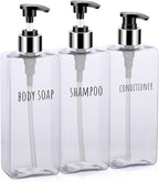 Segbeauty 3pcs Clear Soap Dispenser, 16.9oz Refillable Shampoo Conditioner by Segbeauty