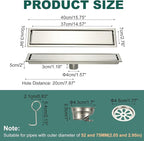 uxcell Rectangular Shower Drain, Brushed 304 Stainless Steel Odor-Proof Floor - Image 2