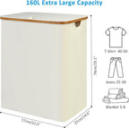 efluky Laundry Hamper with Lid, 160L Tall Laundry Basket with Bamboo Handles - Image 7