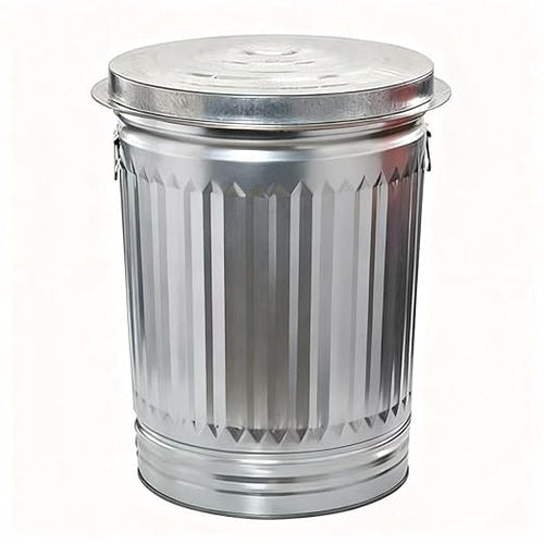 31 Gallon Metal Trash Can with Lid, Durable Silver Garbage Can-Easy to Clean by Unknown