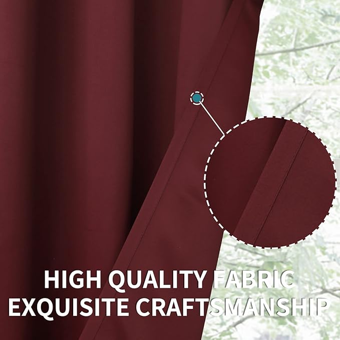 BGment Burgundy Blackout Curtains 72 Inch Length 2 Panels - Image 6