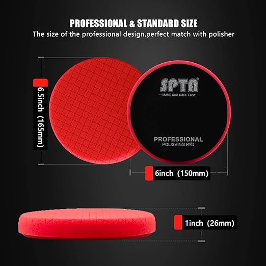 Red Finish Polishing Pads, Buffing Pads, SPTA 1Pc 6.5 Inch Face - Image 2