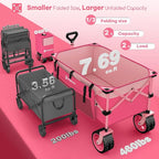 220L Collapsible Wagon Cart Foldable, 460lbs Load Capacity Heavy Duty Folding - Image 3