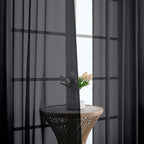 Chyhomenyc Extra Long Black Sheer Curtains 108 Inches Long 2 Panels, Light - Image 6