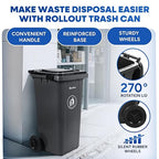 32 Gallon Trash Can with Wheels Outdoor Trash Can with Lid and Wheels Lockable - Image 7