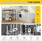 Broom Holder with Cleaning Supplies Organizer, Movable Broom Closet Storage - Image 7