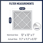 12x12x1 MERV 13 Air Filters, Actual Size: 11.7" x 11.7" x 0.75", Pleated Design - Image 2