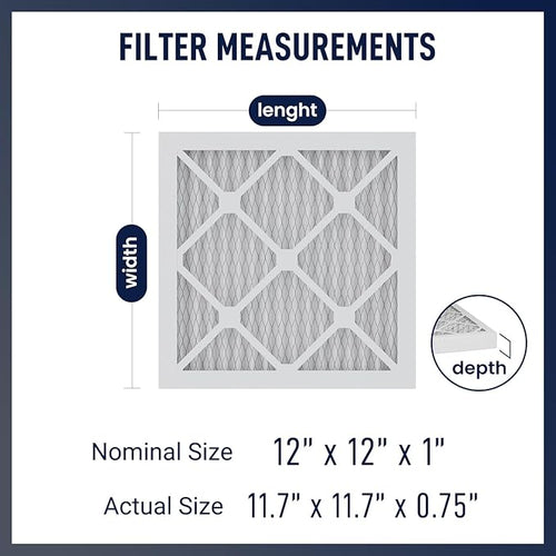 12x12x1 MERV 13 Air Filters, Actual Size: 11.7" x 11.7" x 0.75", Pleated Design - Image 2
