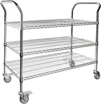 Northsky 3-Shelf Wire Utility Cart on Wheels, Chrome Finish Rolling Metal by NorthSky