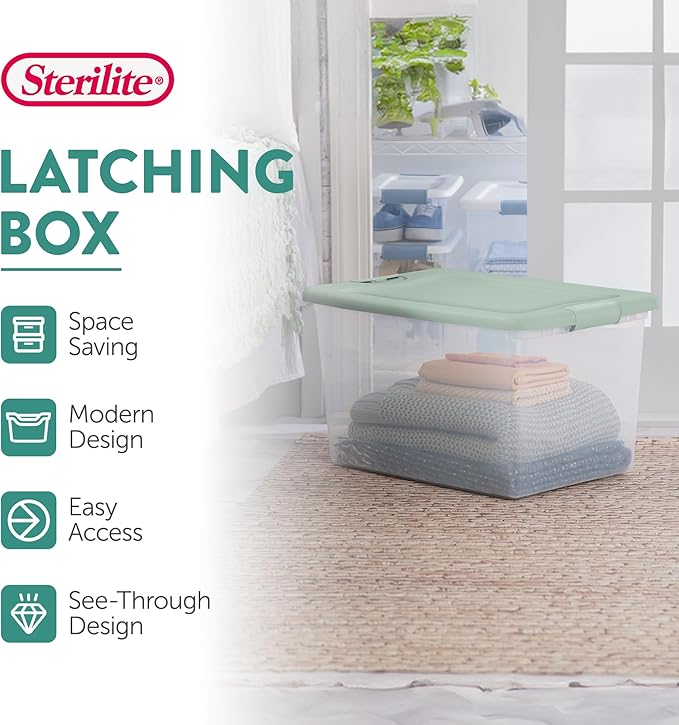 Sterilite 12 Pack Latching Box, 64 Quart, Mindful Mint - Image 5