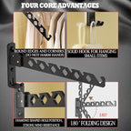 Dr.DJ Wall Mount Coat Hanger Holder Black Clothes Drying Organizer Rack Garment - Image 2