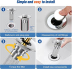 2PC Bathroom Sink Stopper Hair Catcher, Pop Up Sink Drain Filter - Image 7
